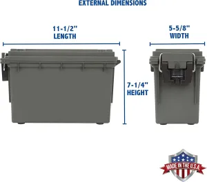 Sheffield 12626 Ammo Storage Box, .30 Cal, Water Resistant, Lockable, Made in USA, Green (Pack of 6)