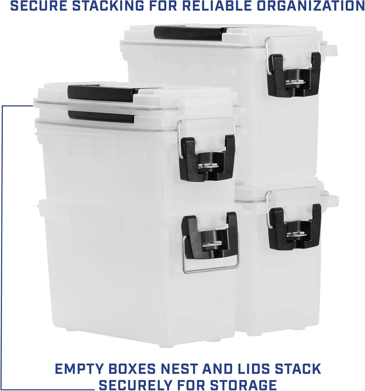 Sheffield 12758 4-Pack Ammo Storage Box, Stackable .30 Cal Field Boxes, Water and Dust Resistant, Lockable Storage Box with Handle, Secures Hunting Gear, Supplies, and Bullets, Made in the USA, Frost