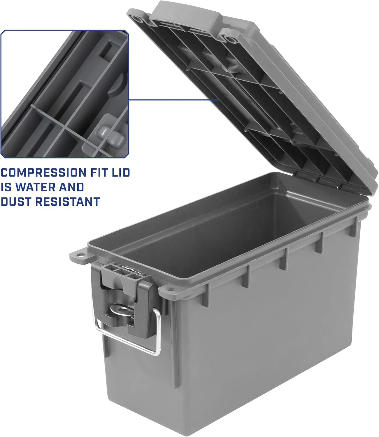Sheffield 12759 4-Pack Ammo Storage Box, Stackable .30 Cal Field Boxes, Water and Dust Resistant, Lockable Storage Box with Handle, Secures Hunting Gear, Supplies, and Bullets, Made in the USA, Gray