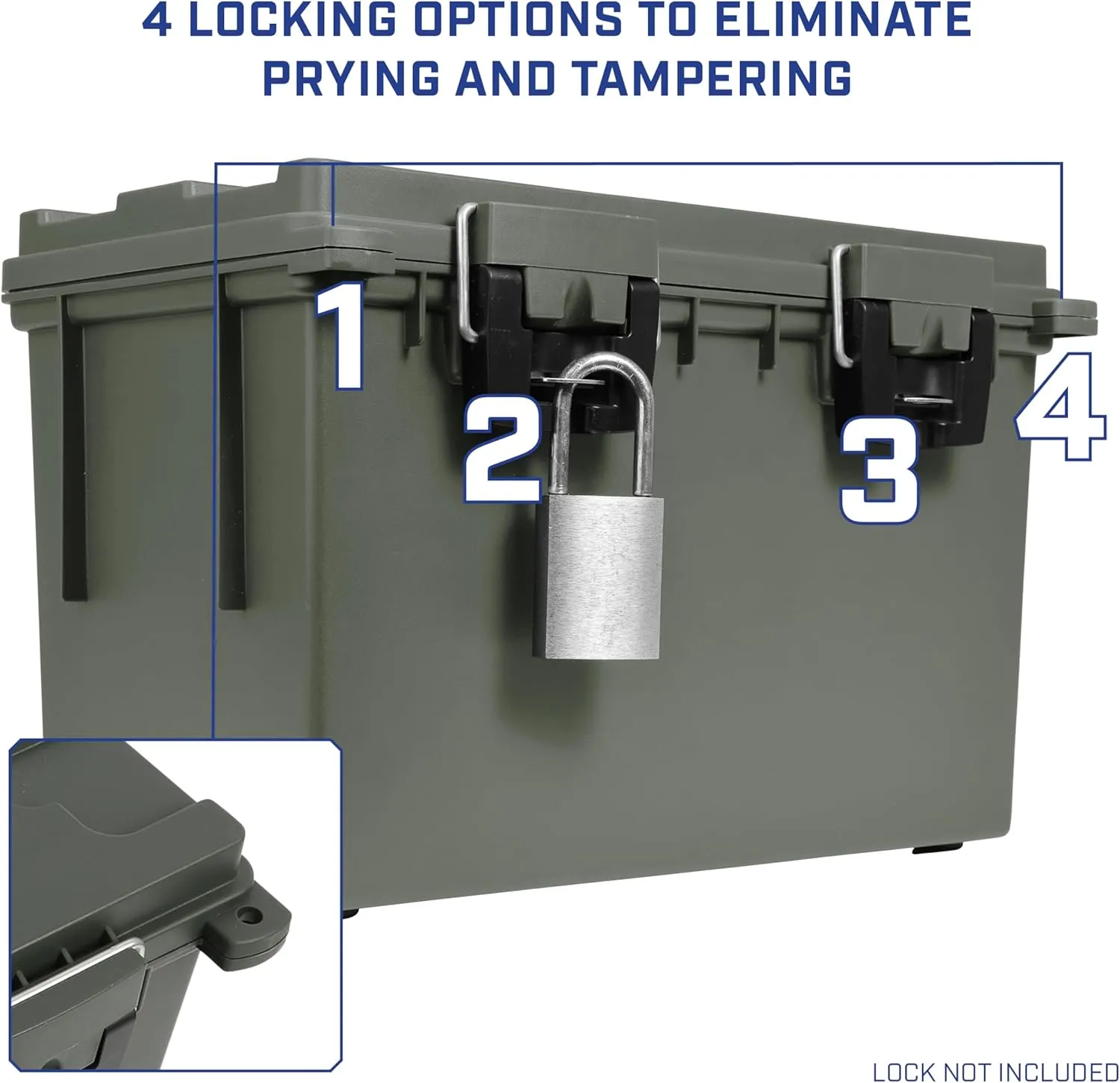 Sheffield 12765 4-Pack XL Ammo Storage Box, Stackable .50 Cal Field Boxes, Water and Dust Resistant, Lockable Storage Box with Handle, Heavy Duty Protection for Hunting Gear, Made in the USA, Green