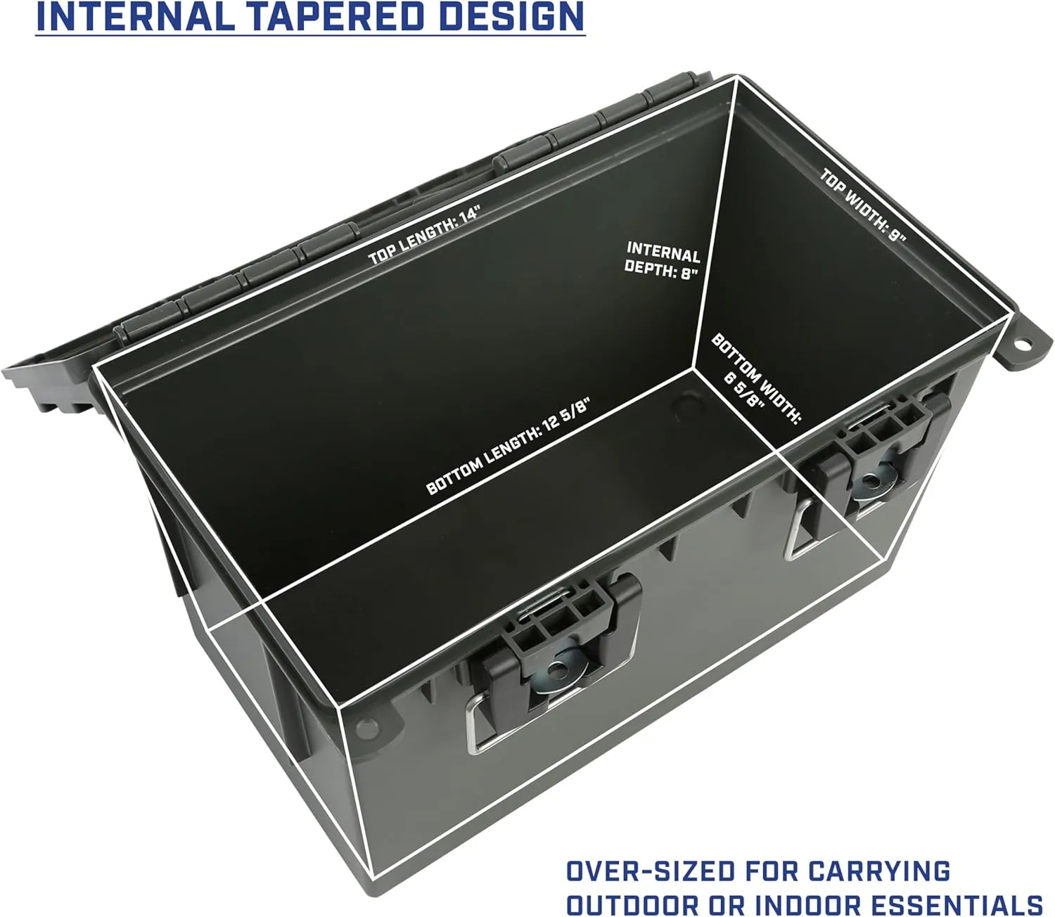 Sheffield 12765 4-Pack XL Ammo Storage Box, Stackable .50 Cal Field Boxes, Water and Dust Resistant, Lockable Storage Box with Handle, Heavy Duty Protection for Hunting Gear, Made in the USA, Green
