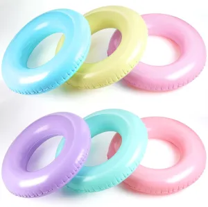 ShinyRelief 6 Pcs Inflatable Pool Floats 30''Macaron Swim Inner Tube for People Clear Pool Rings Toys Floats for Summer Beach Swimming Pool Luau Party Favor Decor