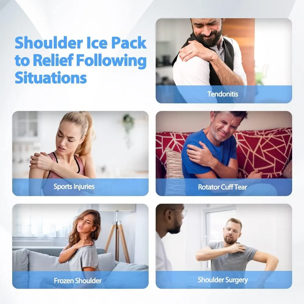 Shoulder Ice Pack Wrap, Shoulder Brace with 3D Ice Pack for Injuries, Reusable Hot Cold Therapy Compression Sleeve for Rotator Cuff Pain Relief Tendonitis, Surgery, Swelling