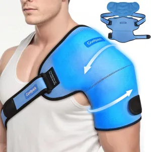 Shoulder Ice Pack Wrap, Shoulder Brace with 3D Ice Pack for Injuries, Reusable Hot Cold Therapy Compression Sleeve for Rotator Cuff Pain Relief Tendonitis, Surgery, Swelling