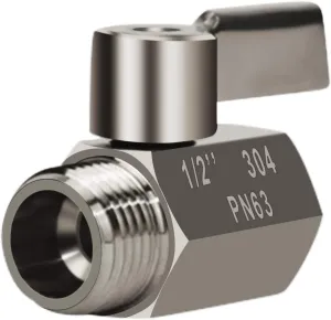 Showerhead Shut Off Valve with Stainless Handle, 304 Stainless Steel Mini Ball Valve(1/2" Female X Male) NPT Thread, Water Flow Control Valve Regulator Chrome, Shower Head Flow Control Valve