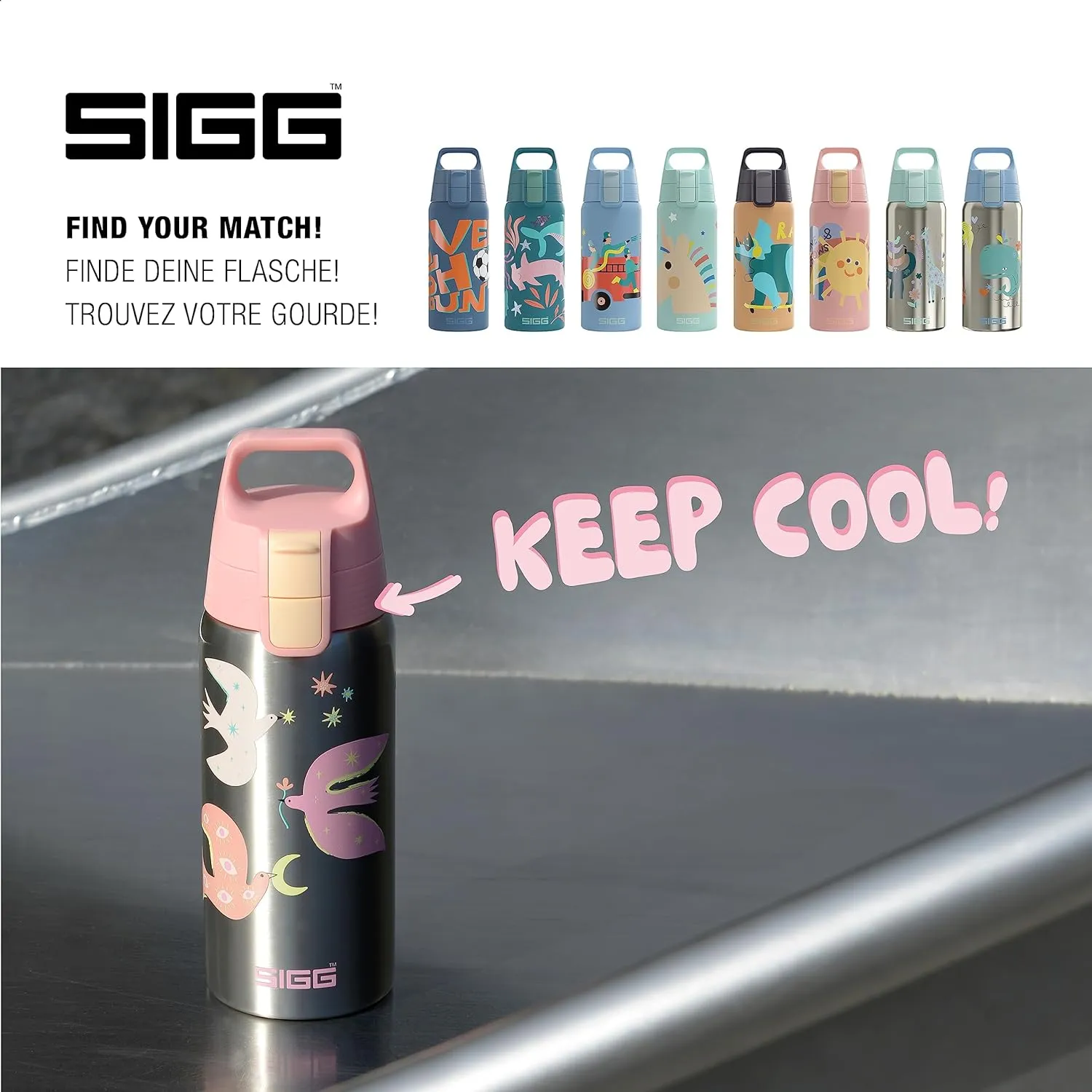 SIGG - Insulated Kids Bottle - Shield One Therm - For Carbonated Beverages - Dishwasher Safe - Stainless Steel - 17 Oz