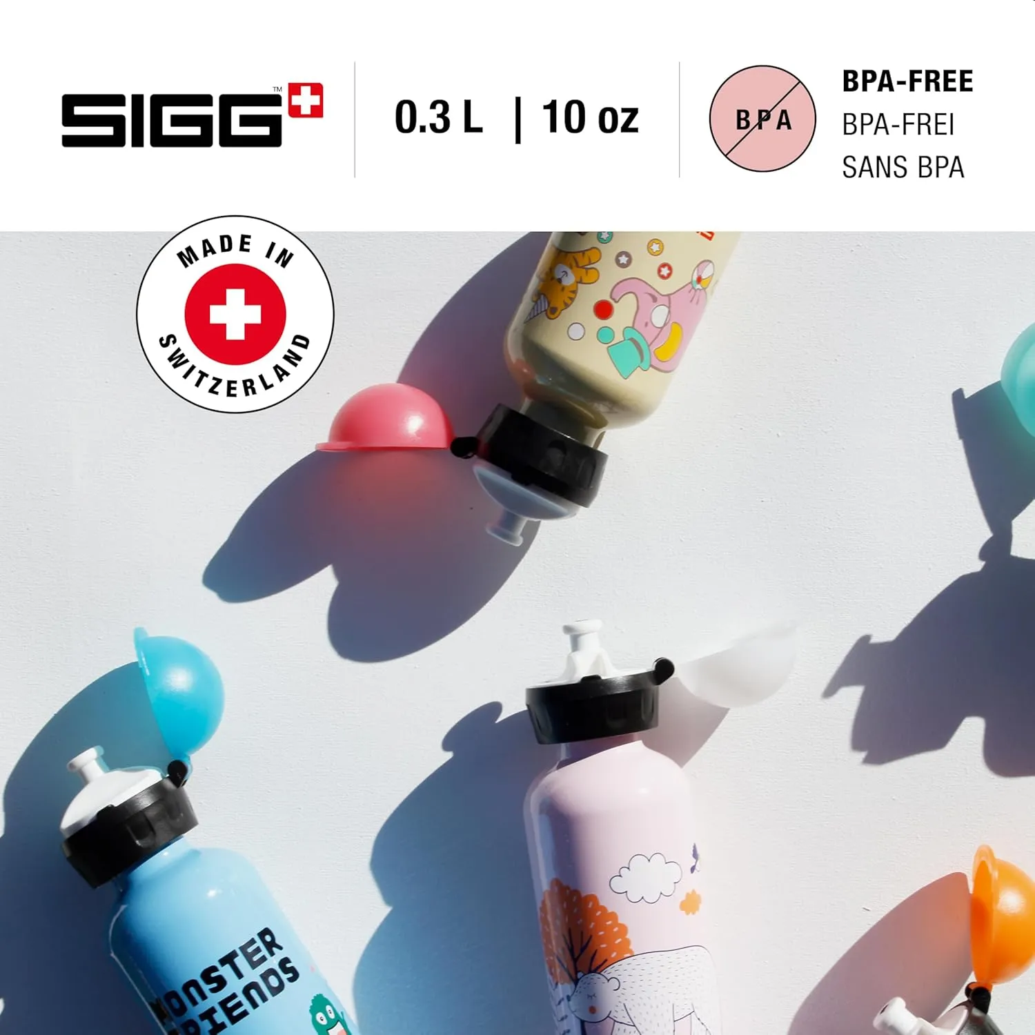 Sigg - Kids Water Bottle - KBT - Made in Switzerland - Leakproof - BPA Free - for Kindergarten, Preschool, School 10 Oz