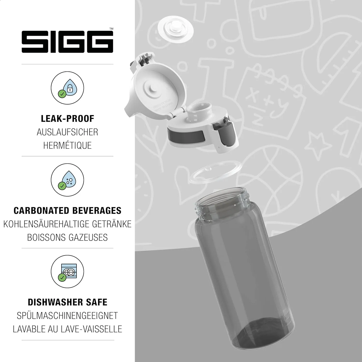 SIGG - Kids Water Bottle - VIVA ONE - Made in Germany - Dishwasher Safe - Carbonated Drinks - Sports & School - 17 Oz