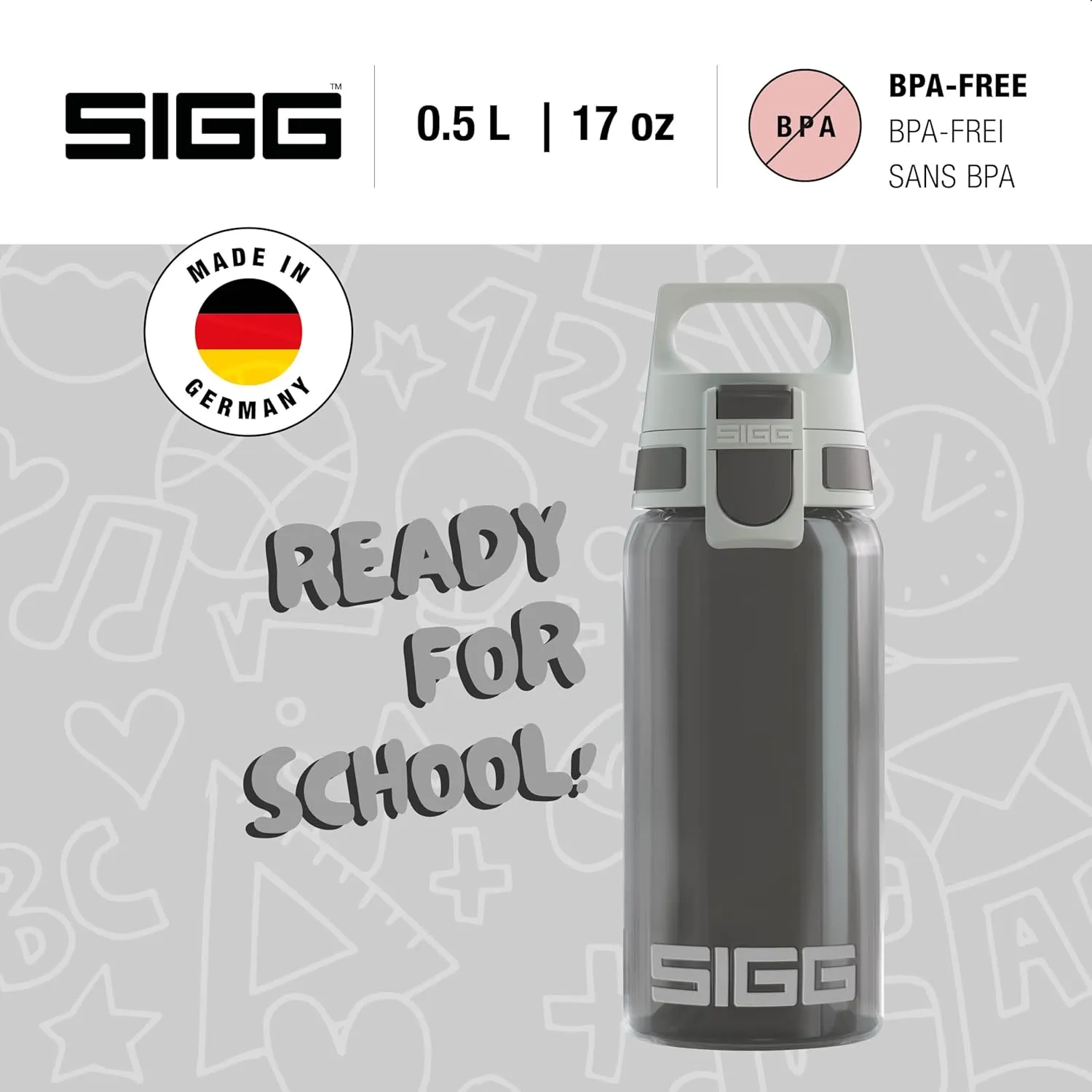 SIGG - Kids Water Bottle - VIVA ONE - Made in Germany - Dishwasher Safe - Carbonated Drinks - Sports & School - 17 Oz