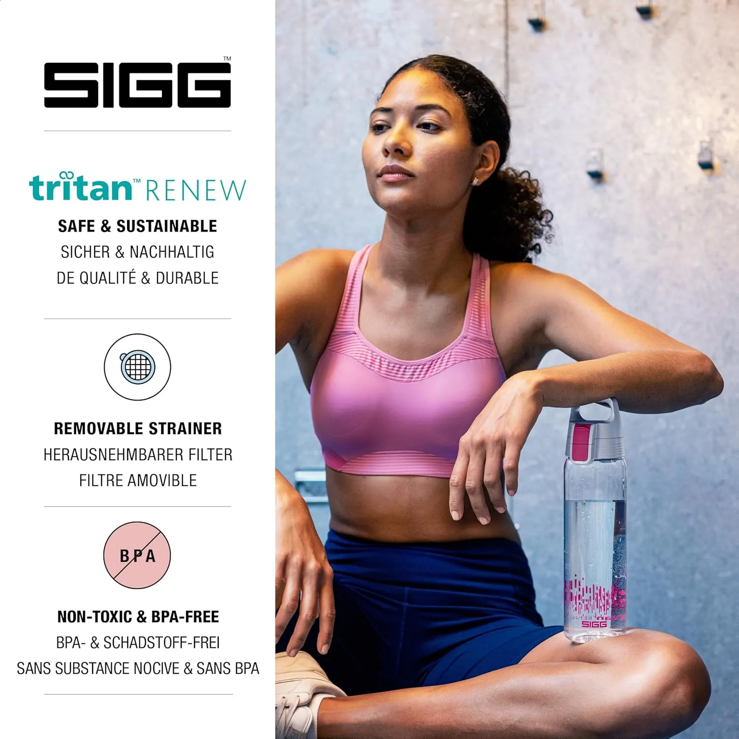 SIGG - Tritan Renew Transparent Water Bottle - Total Clear ONE MyPlanet - For Carbonated Beverages - Dishwasher Safe - With Fruit Strainer - Leakproof & Lightweight - BPA Free - 17 Oz / 25 Oz / 51 Oz