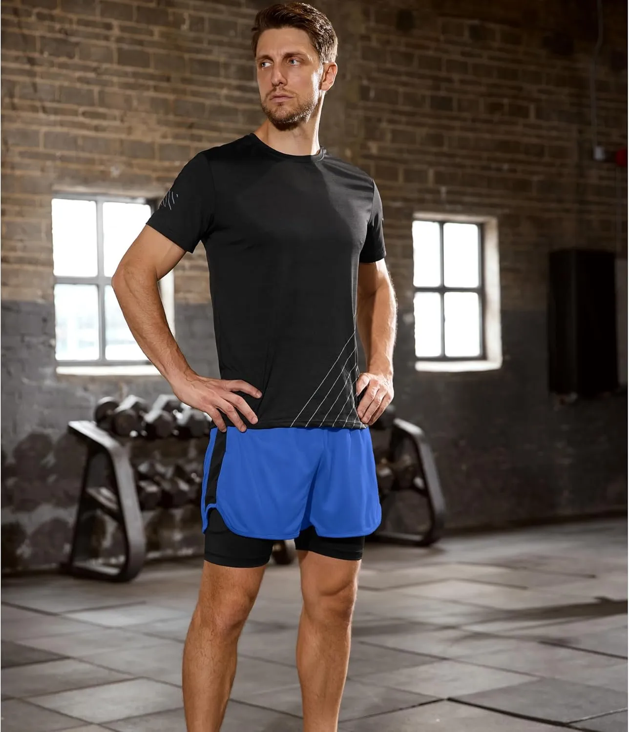 SILKWORLD Gym Shorts Men 2 in 1 Quick Dry Athletic Shorts 2~3 Pack Running Shorts for Men with Zipper Pockets