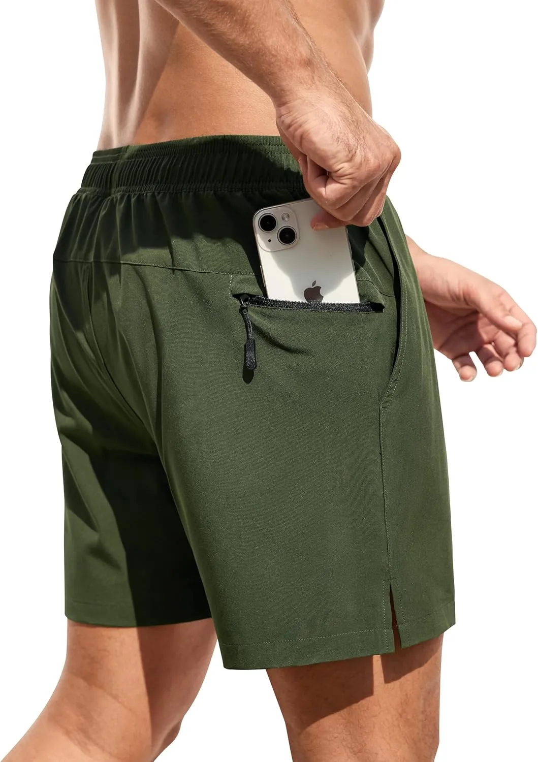 SILKWORLD Men's Swim Trunks Quick Dry Bathing Suits 6 Inch Swimming Shorts with Compression Liner and Zipper Pockets
