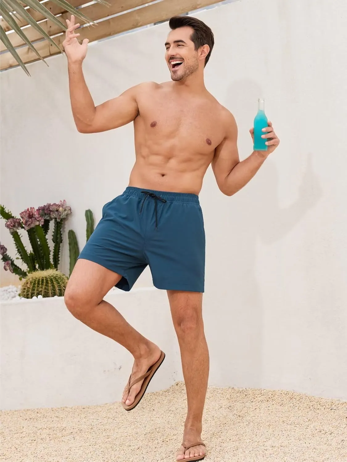 SILKWORLD Men's Swim Trunks Quick Dry Bathing Suits 6 Inch Swimming Shorts with Compression Liner and Zipper Pockets
