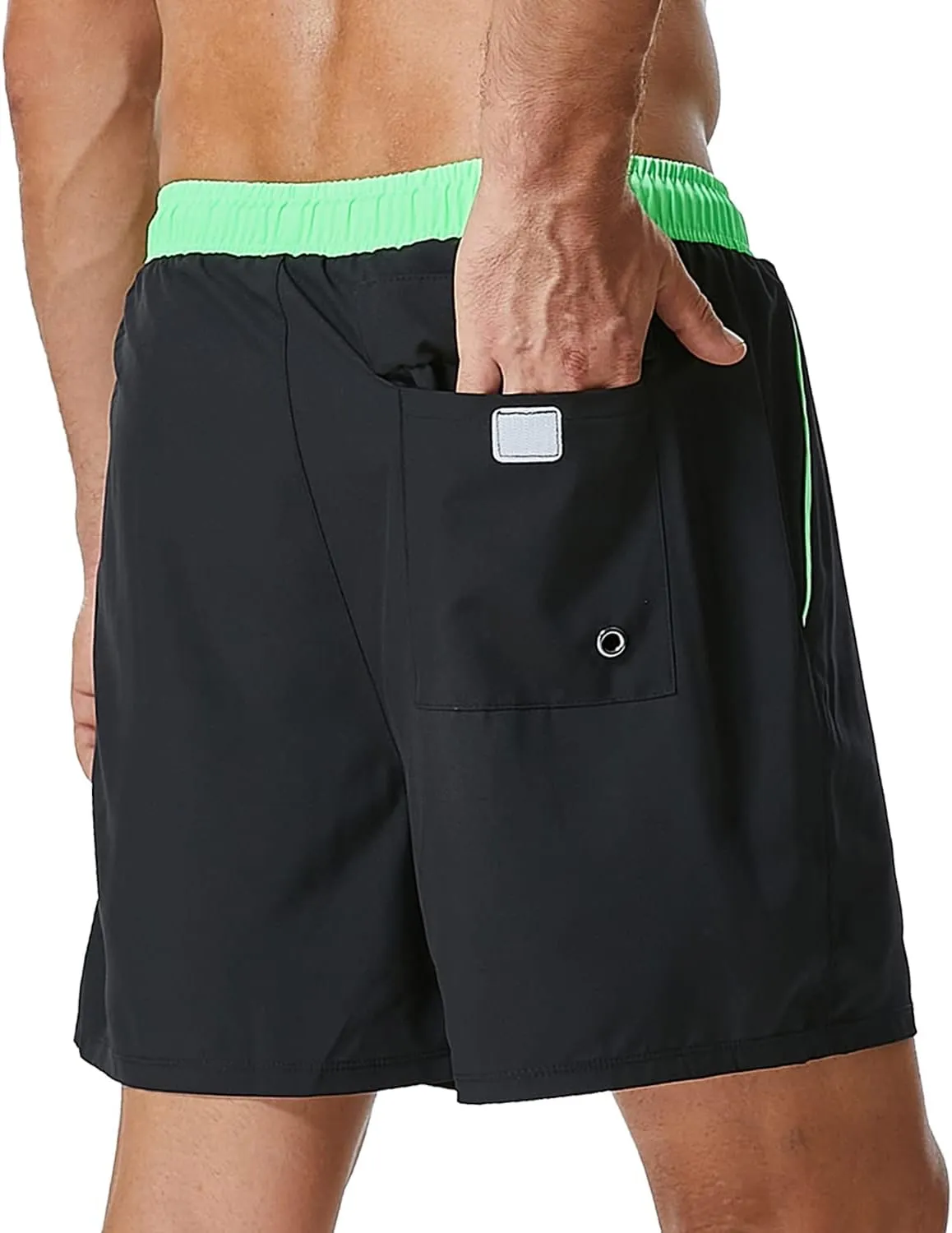 SILKWORLD Mens Swim Trunks with Compression Liner 2 in 1 Quick Dry Bathing Suit Beach Shorts with Zipper Pockets