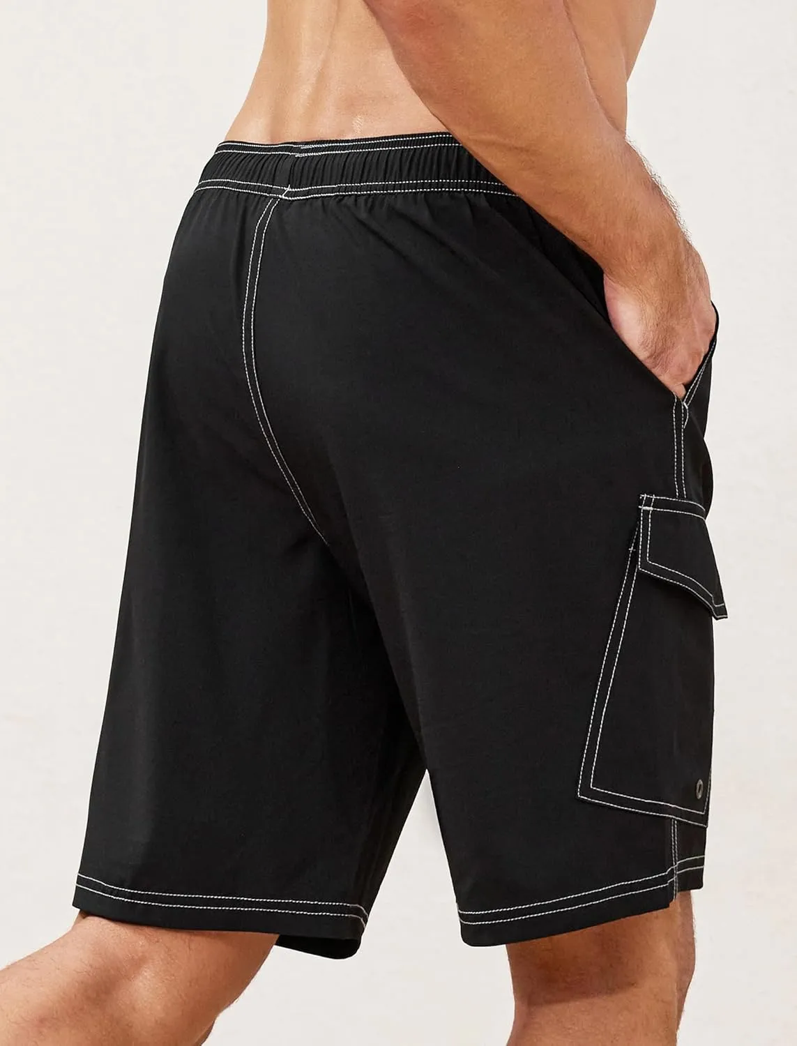 SILKWORLD Mens Swim Trunks with Compression Liner 9 Inch Bathing Suits Quick-Dry Swimming Beach Shorts with Cargo Pockets