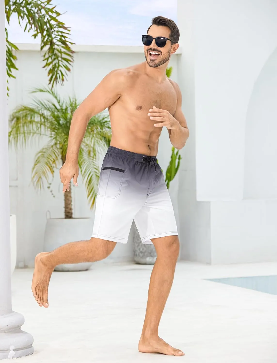 SILKWORLD Men's Swim Trunks with Compression Liner 9" Swimming Trunk 2 in 1 Beach Quick Dry Shorts with Zipper Pocket