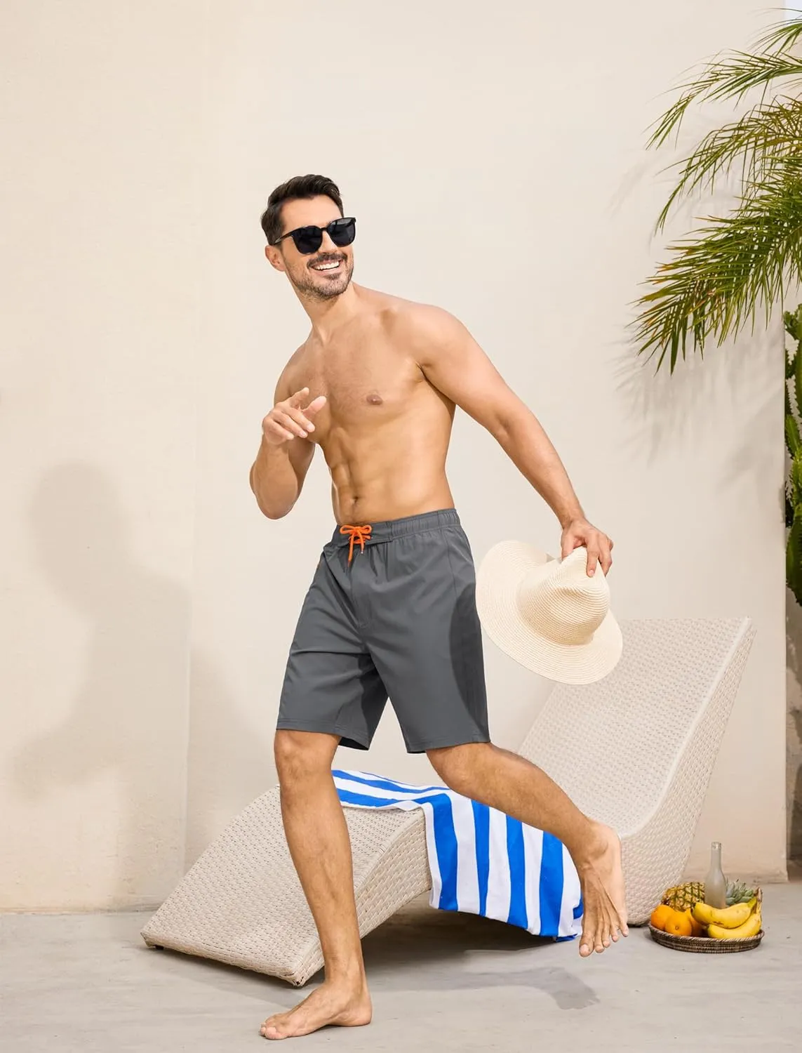 SILKWORLD Men's Swim Trunks with Compression Liner 9" Swimming Trunk 2 in 1 Beach Quick Dry Shorts with Zipper Pocket