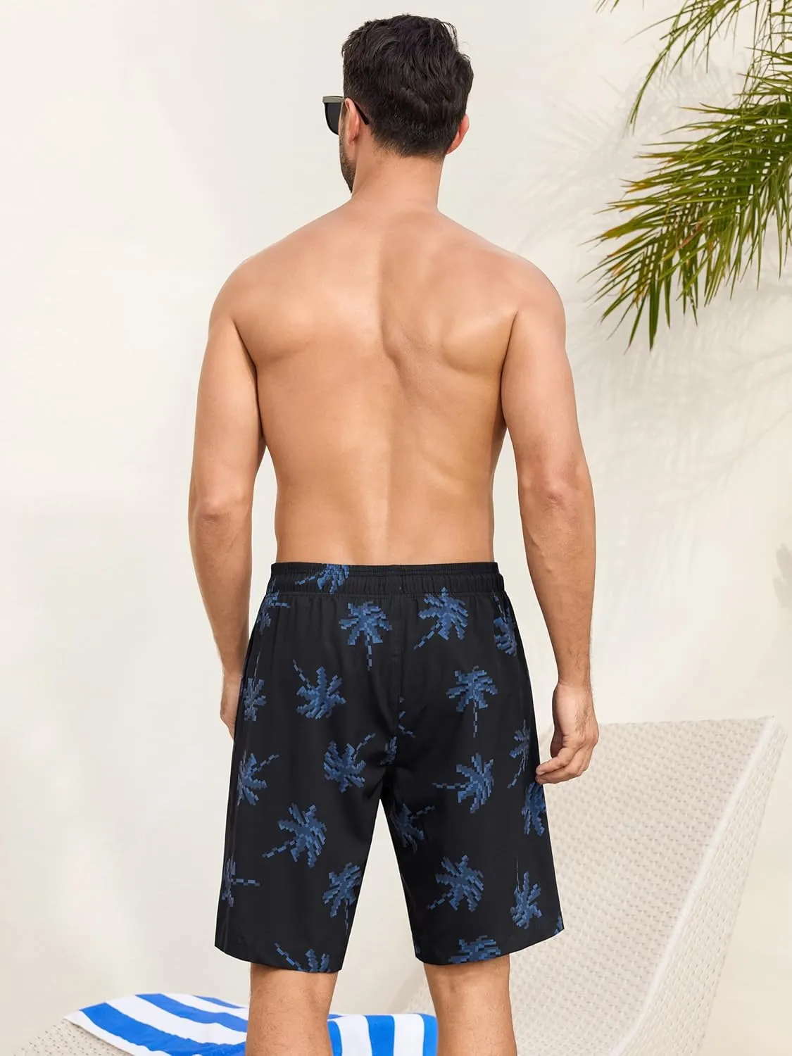 SILKWORLD Mens Swimming Trunks with Compression Liner 2 in 1 Quick-Dry 9" Swim Shorts with Zipper Pockets