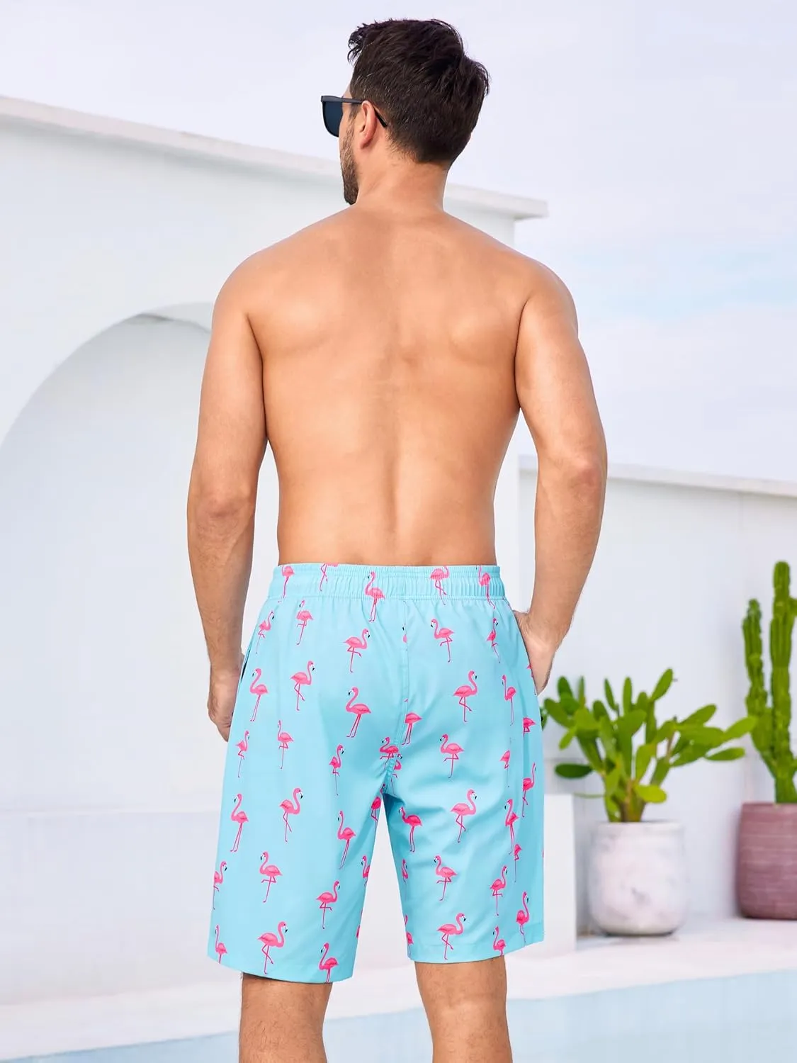SILKWORLD Mens Swimming Trunks with Compression Liner 2 in 1 Quick-Dry 9" Swim Shorts with Zipper Pockets