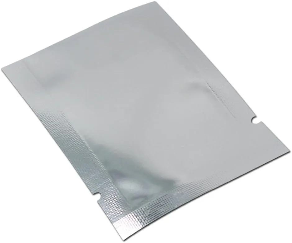 Silver Aluminum Foil Pouch Heat Seal Plastic Open Top Vacuum Packaging Mylar Bag Food Small Sample Mylar Storage (200, 10x15cm(3.9x5.9 inch))