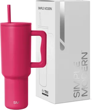 Simple Modern 40 oz Trek Tumbler with Handle and Straw Lid | Cup Holder Friendly Insulated Stainless Steel Travel Mug | Berry Twist