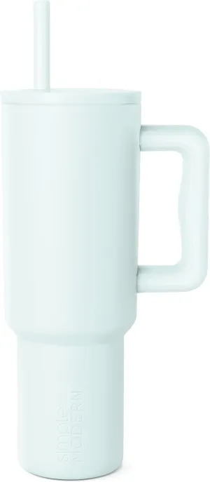 Simple Modern 40 oz Tumbler with Handle and Straw Lid | Leak-Proof Insulated Stainless Steel Water Bottle Travel Mug Cupholder Use | Gifts for Women Men Him Her | Trek Signature | Arctic Blue