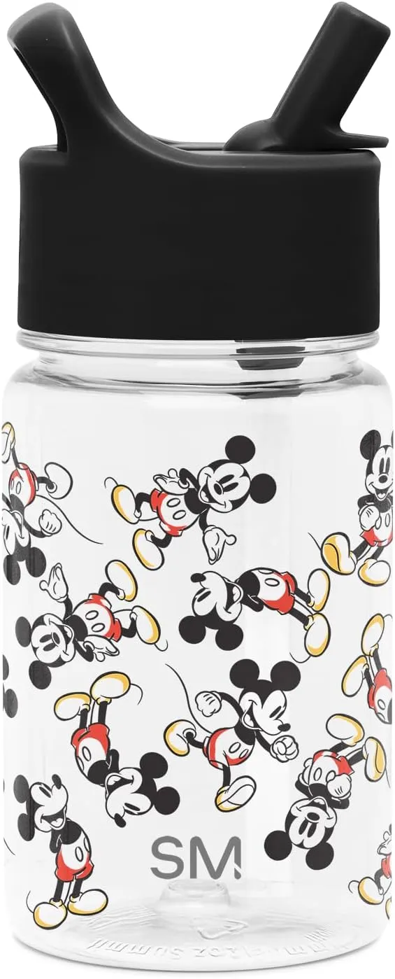 Simple Modern Disney Mickey Mouse Kids Water Bottle Plastic BPA-Free Tritan Cup with Leak Proof Straw Lid | Reusable and Durable for Toddlers, Boys | Summit Collection | 12oz, Mickey Mouse Retro