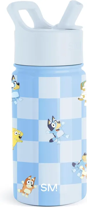 Simple Modern Kids Summit Water Bottle with Straw Lid | Bluey 14oz Stainless Steel Cup Insulated Tumbler for Toddlers, School| Bluey Checkmate