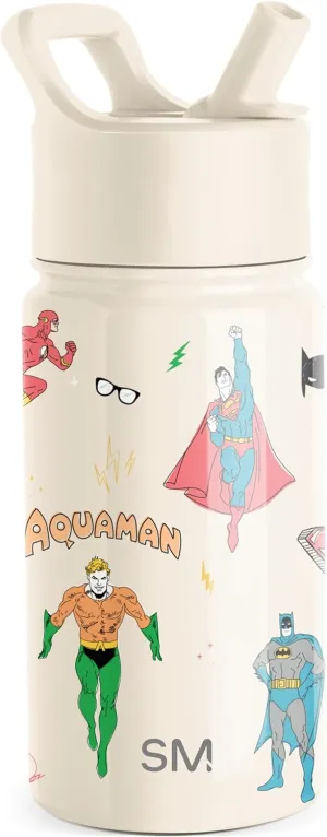 Simple Modern Kids Summit Water Bottle with Straw Lid | DC Comics Superhero 14oz Stainless Steel Cup Insulated Tumbler for Toddlers, Boys, School | Super Hero Boys