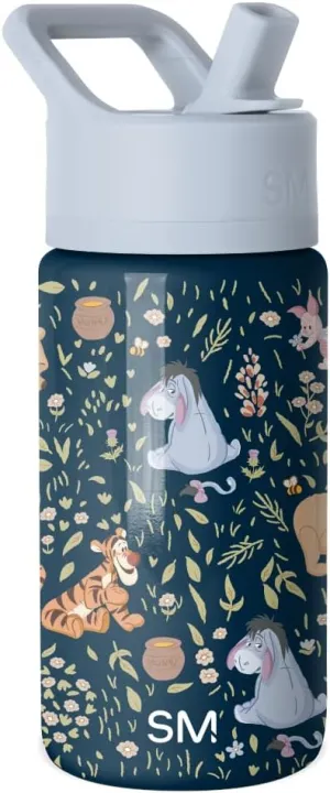 Simple Modern Kids Summit Water Bottle with Straw Lid | Disney Winnie the Pooh 14oz Stainless Steel Cup Insulated Tumbler for Girls, School | Winnie the Pooh Floral