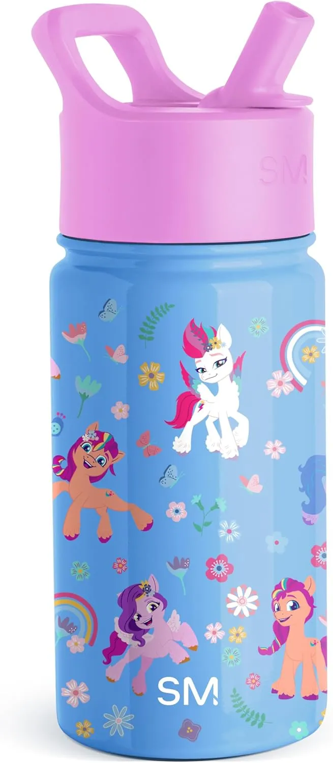 Simple Modern Kids Summit Water Bottle with Straw Lid | My Little Pony 14oz Stainless Steel Cup Insulated Tumbler for Girls, School | Garden of Rainbows