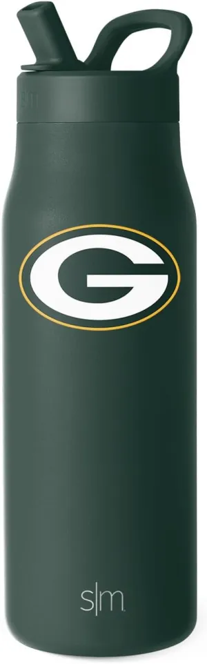 Simple Modern Officially Licensed NFL Green Bay Packers Water Bottle with Straw Lid | Leak Proof Insulated Stainless Steel Travel Thermos | Gifts for Men Women| Mesa Collection | Green Bay Packers