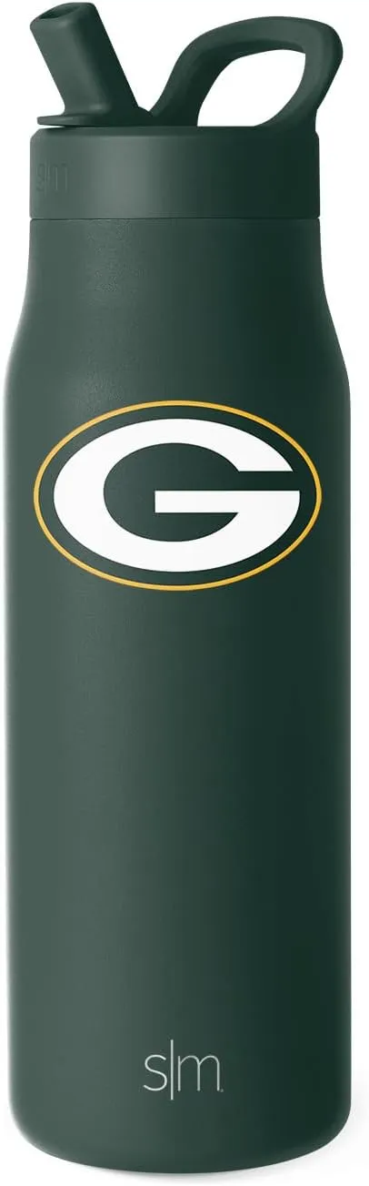 Simple Modern Officially Licensed NFL Green Bay Packers Water Bottle with Straw Lid | Leak Proof Insulated Stainless Steel Travel Thermos | Gifts for Men Women| Mesa Collection | Green Bay Packers