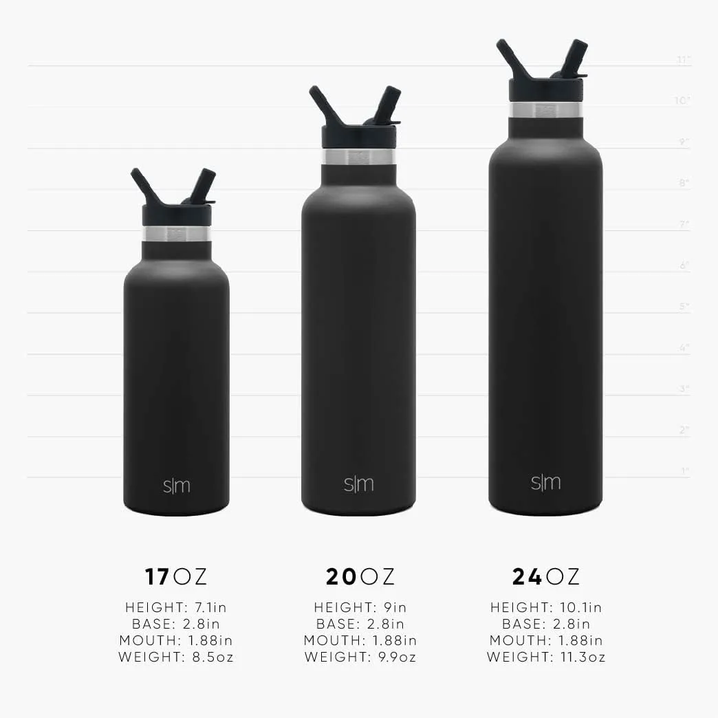Simple Modern Water Bottle with Narrow Mouth Straw Lid Metal Thermos Vacuum Insulated Stainless Steel l Reusable Leak Proof BPA-Free Flask | Ascent Collection | 24oz, Sea Glass Sage