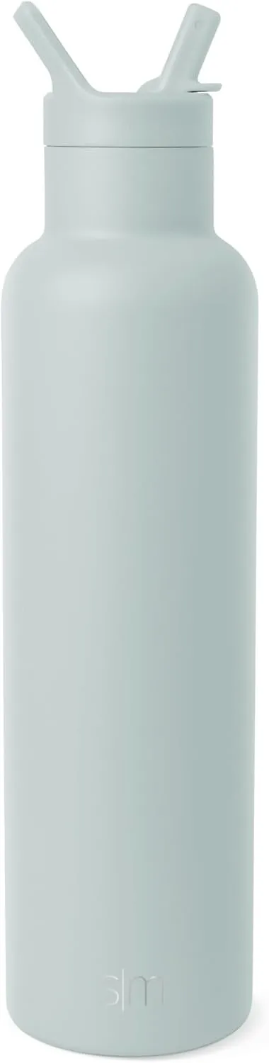Simple Modern Water Bottle with Narrow Mouth Straw Lid Metal Thermos Vacuum Insulated Stainless Steel l Reusable Leak Proof BPA-Free Flask | Ascent Collection | 24oz, Sea Glass Sage