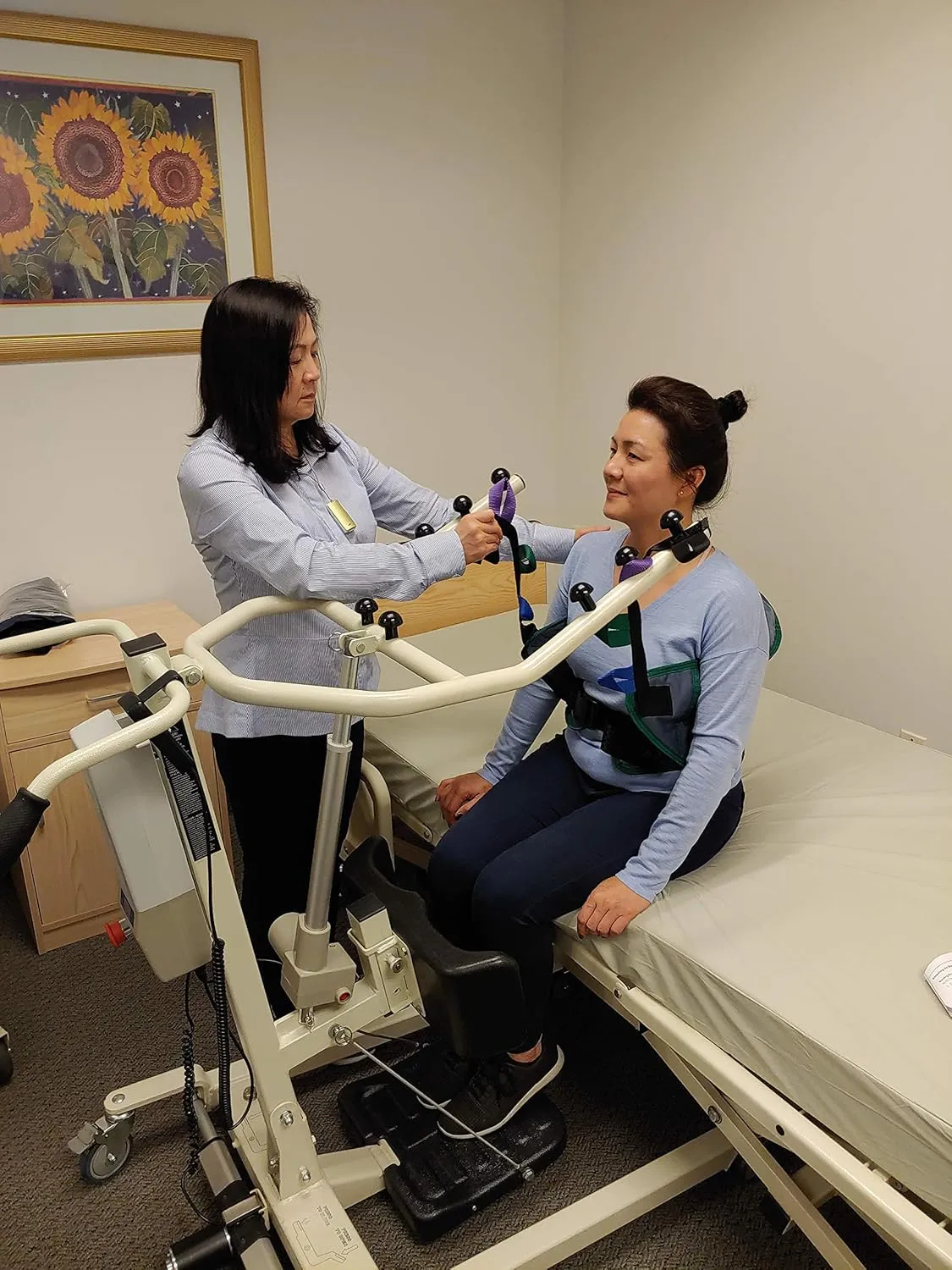 Sit to Stand Assist Standing Sling w/Belt (Large) fits Hoyer, Invacare, McKesson, Drive, Lumex, Medline, Joerns and Other Sit to Stand Lifts, Solid Fabric Polyester Patient Lift Slings