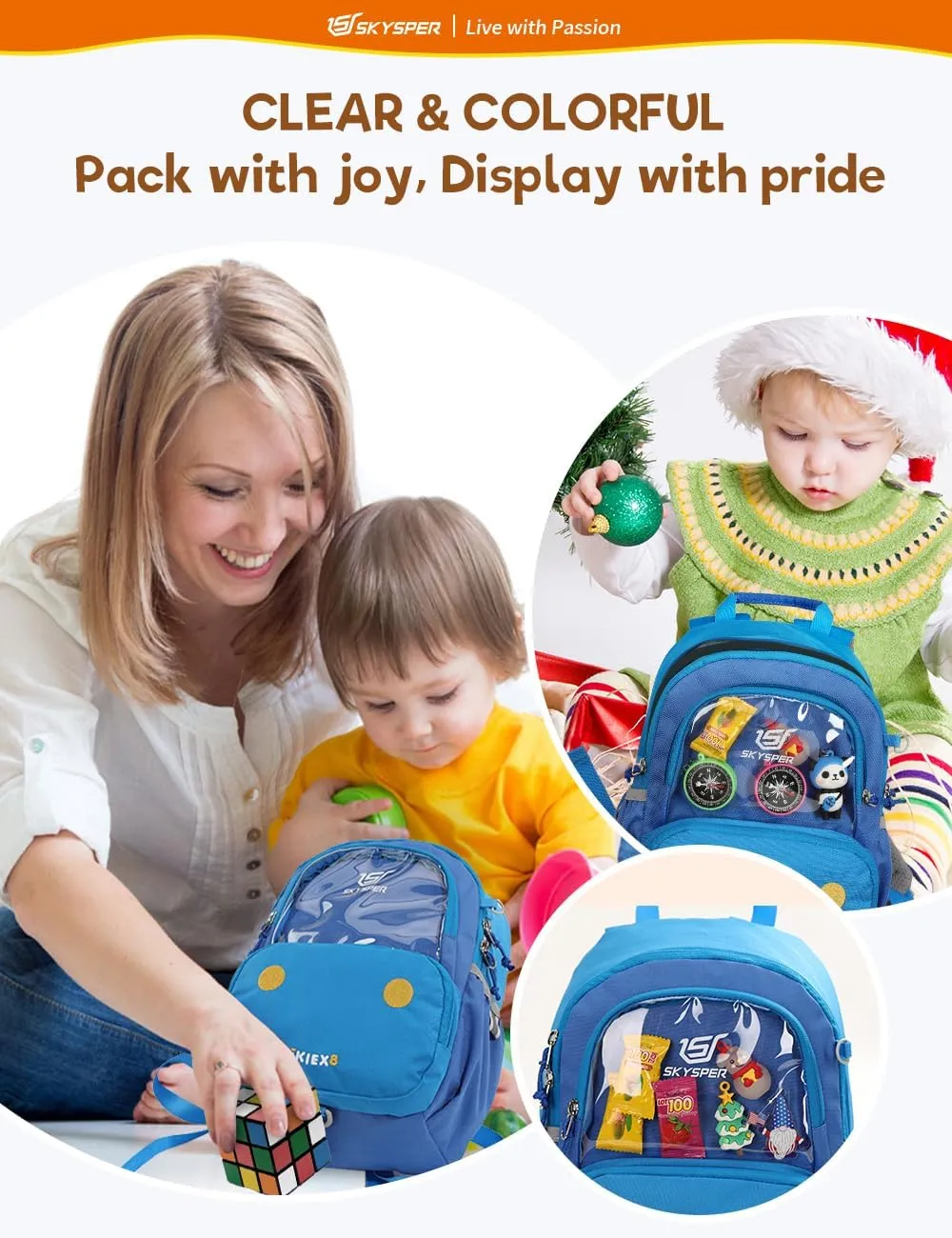 SKYSPER Small Toddler Backpack with Safety Anti-lost Leash Kids Travel Daypack for Preschool Kindergarten for Boys Girls