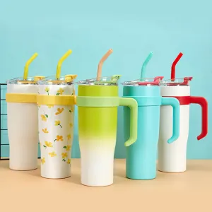 SLATOINDIA Sleek Sip Stainless Steel 1200ml Tumbler for Office & Travel with Stain Steel Straw Straw (Random Colors)