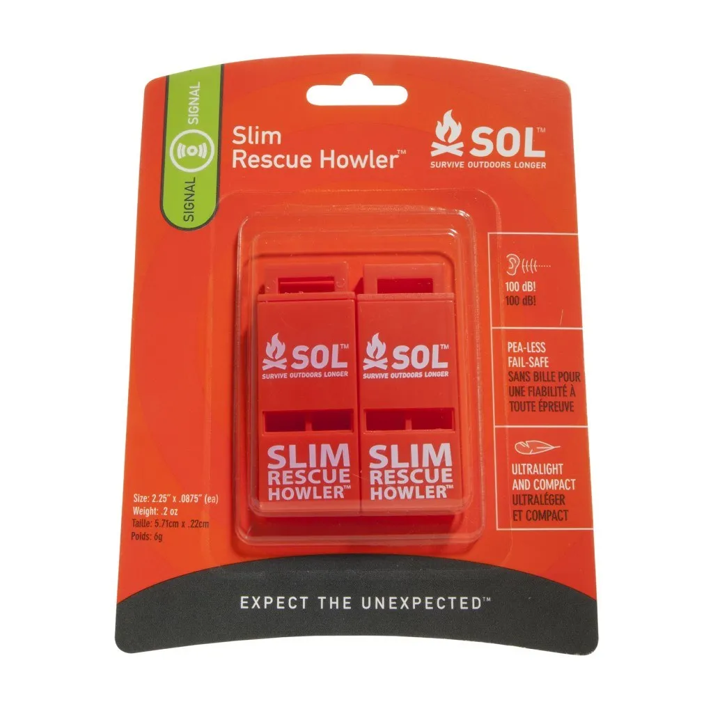 Slim Rescue Howler Whistle, 2 Pack