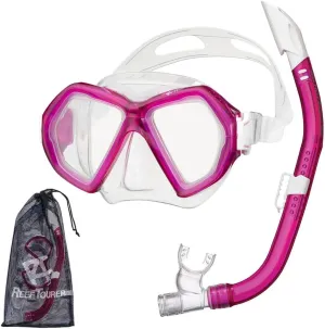 Snorkeling Gear for Adults Age 10 , 2 Window Adult Snorkel Mask & Snorkel Set, Semi-Dry Top, Panoramic Wide View Snorkel Mask, Swimming Diving Mask Diving Package w/Travel Bag RC0107