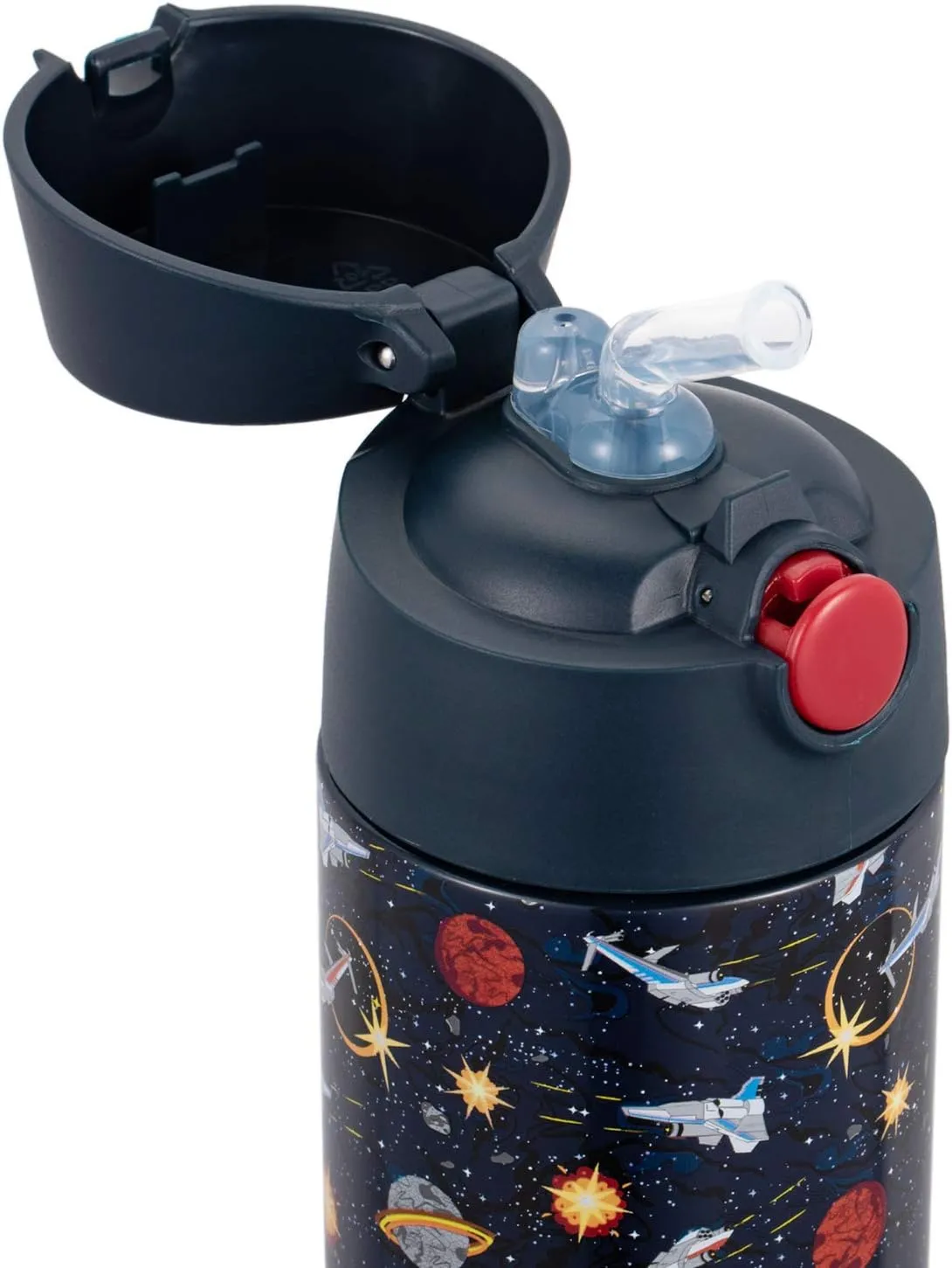 Snug Kids Water Bottle - insulated stainless steel thermos with straw (Girls/Boys) - Space Wars, 12oz