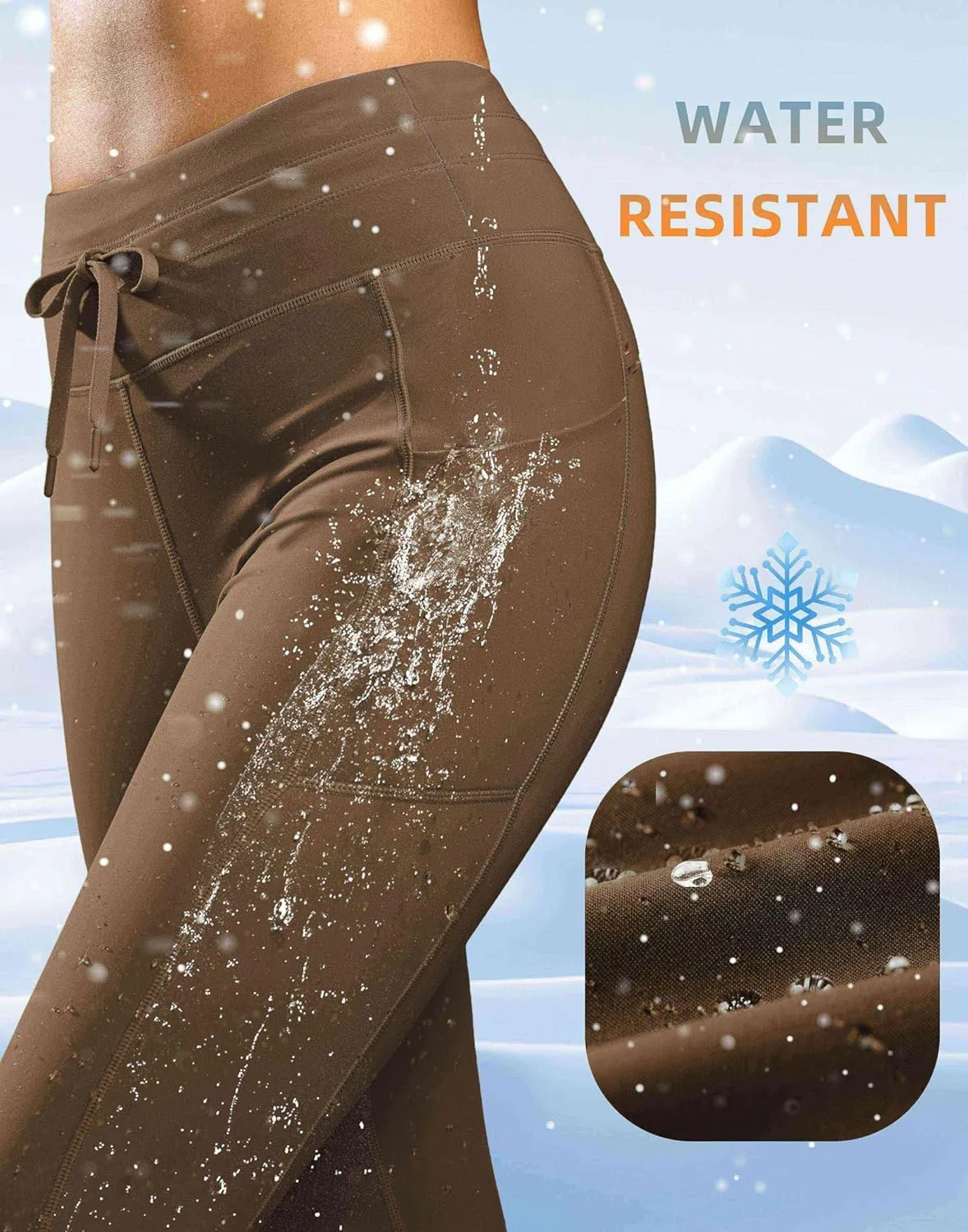 Soothfeel Women's High Waisted Fleece Lined Leggings Pants with Pockets Thermal Warm Winter Ski Hiking Running Workout Pants