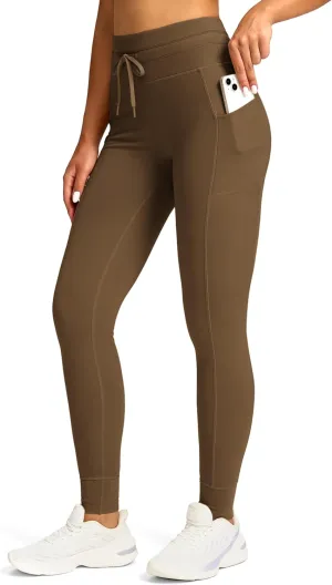 Soothfeel Women's High Waisted Fleece Lined Leggings Pants with Pockets Thermal Warm Winter Ski Hiking Running Workout Pants