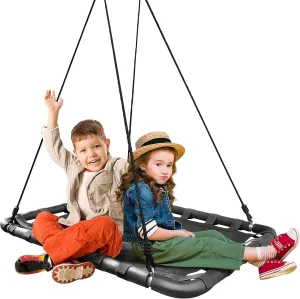 Sorbus Outdoor Platform Swing for Kids - Rectangular Mat Chair for Tree, Swing Set, Playground - Accessories Included (40 x 30, Rectangle Black)