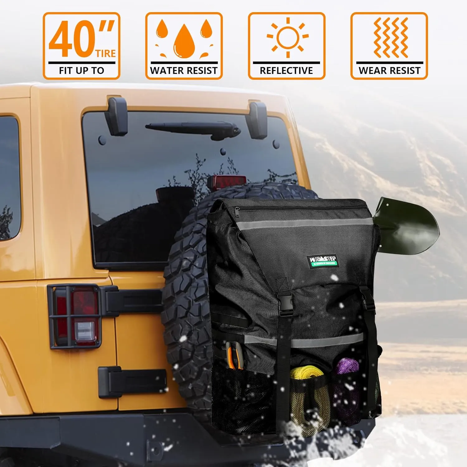 Spare Tire Trash Bag, Offroad Storage Bag Heavy Duty Truck Tailgate Fits up to 40" Tire, Large Recovery Gear Firewood Camping Cargo Storage for Jeep Truck SUV Car