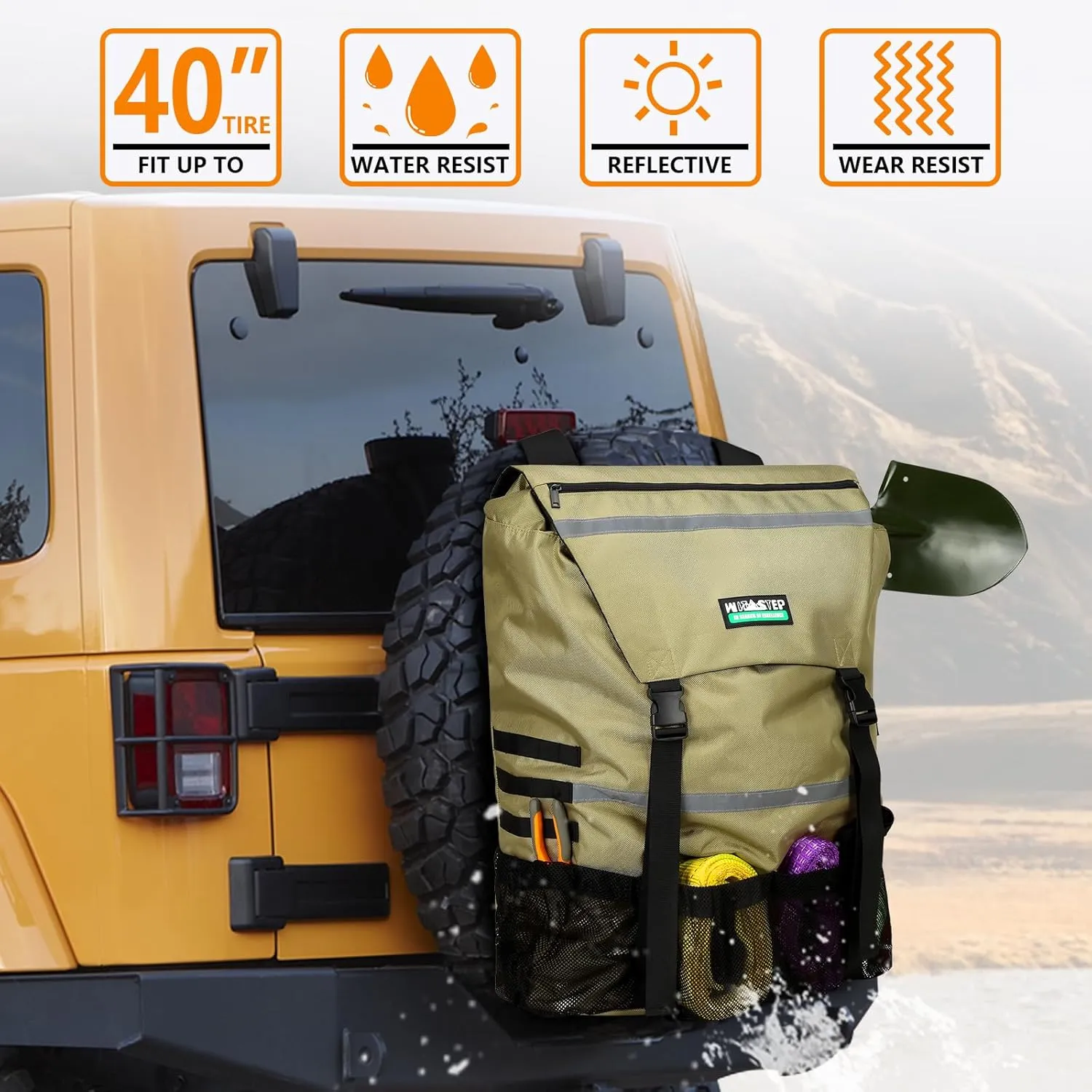 Spare Tire Trash Bag, Offroad Storage Bag Heavy Duty Truck Tailgate Fits up to 40" Tire, Large Recovery Gear Firewood Camping Cargo Storage for Jeep Truck SUV Car