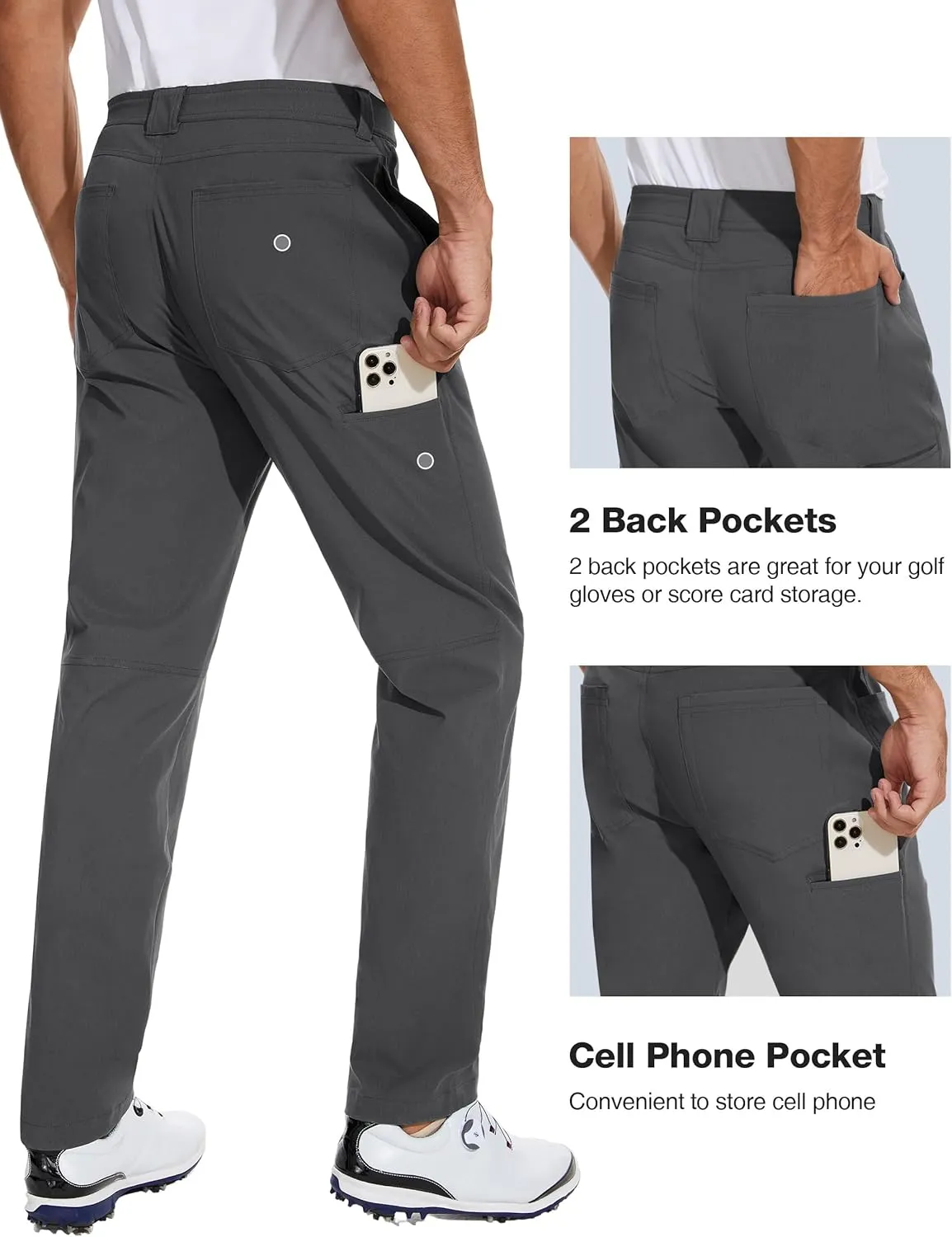 SPECIALMAGIC Mens Golf Pants Stretch Hiking Travel Waterproof Casual Lightweight Slim Fit Quick Dry Tarpred with Pockets