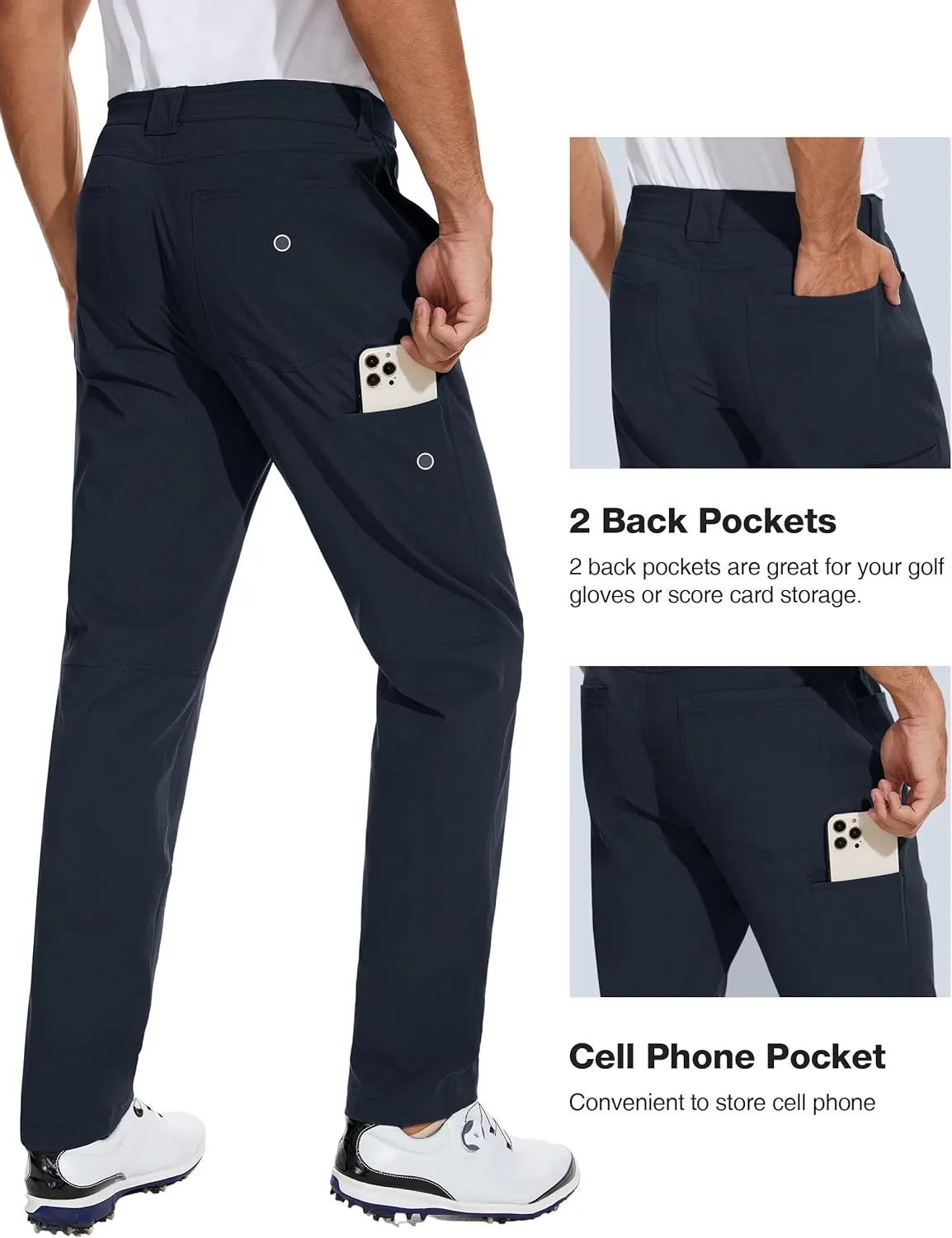 SPECIALMAGIC Mens Golf Pants Stretch Hiking Travel Waterproof Casual Lightweight Slim Fit Quick Dry Tarpred with Pockets