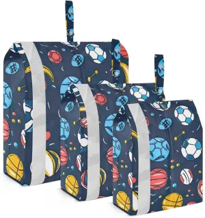 Sport Ball Travel Storage Bag with Lanyard - Portable Lightweight Classified Storage Bag with Zipper, Dust and Waterproof Travel Packing Cube for Suitcase,3 Pieces