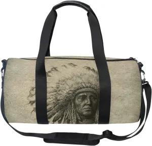 Sports Gym Duffle Bag American Indian Chief Travel Luggage for Men Women